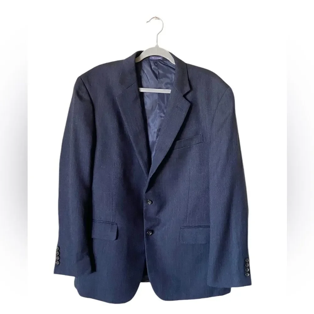 Stafford Merino Wool Dark Blue Blazer Classic Size 44L
